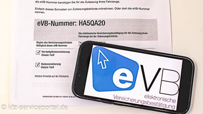Ein Schreiben der Kfz-Versicherung mit einer eVB-Nummer. Im Abschnitt 5 der Fahrzeug-Zulassungsverordnung geht es um den Versicherungsschutzes der Fahrzeuge