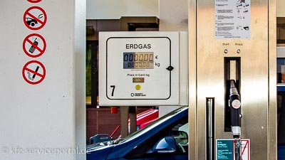 Eine Zapfsäule für Erdgas CNG.