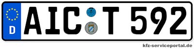 Kfz-Kennzeichen AIC für Aichach-Friedberg Kfz-Kennzeichen AIC für den Zulassungsbezirk Aichach-Friedberg