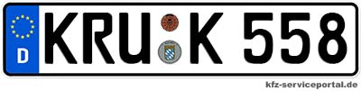 Kfz-Kennzeichen KRU für den Zulassungsbezirk Günzburg