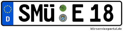 Kfz-Kennzeichen SMÜ für den Zulassungsbezirk Augsburg Landkreis