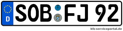 Kfz-Kennzeichen SOB für den Zulassungsbezirk Neuburg-Schrobenhausen